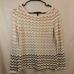 WHITE HOUSE BLACK MRKET Wms Sz S Chevron Long Sleeve Knit Blouse work office